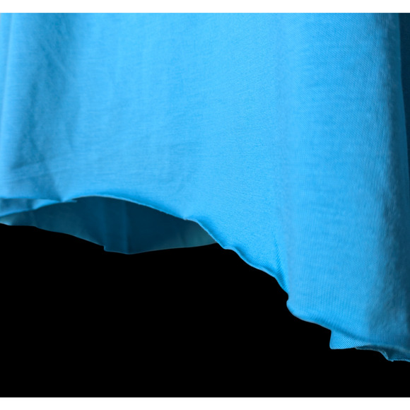 Planet Lauren G Aqua Blue Oversized Raw Hem Pima Cotton T Shirt OSFM Long Sleeve - Picture 7 of 7